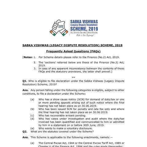 Document preview: FAQs on SVLDRS 24122019 — gst_faq, India (CERFA n°FAQs-on-SVLDRS-24122019)